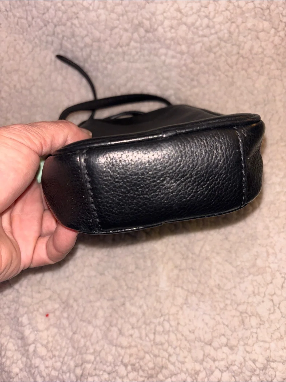 Coach Black Pebble Leather Phone Crossbody Bag Gold Hardware
